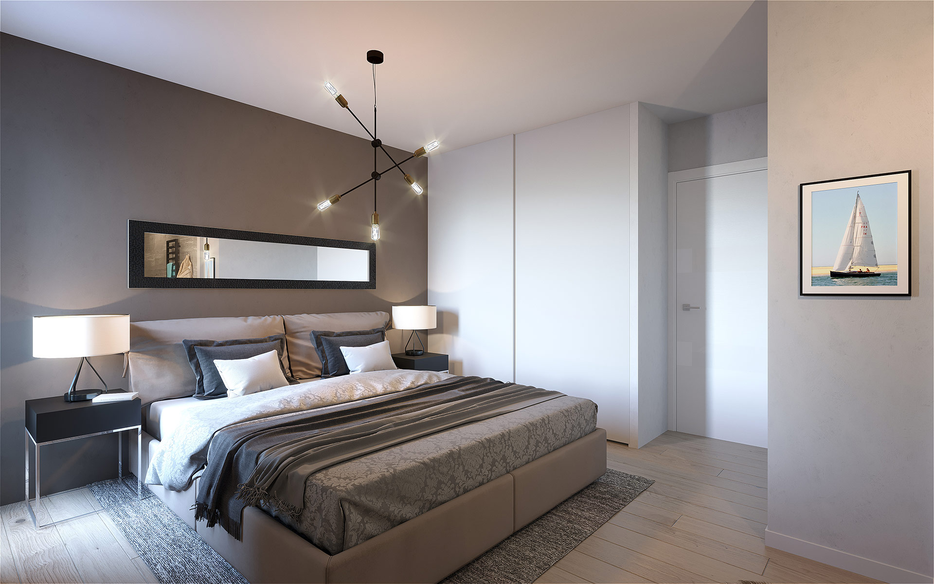 Perspective 3D d'une chambre pour un projet immobilier