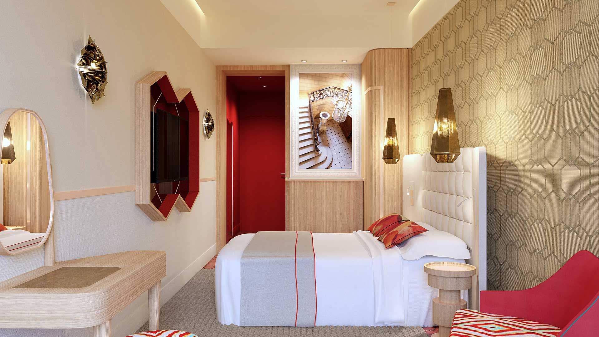 3D View of the interior of a room.