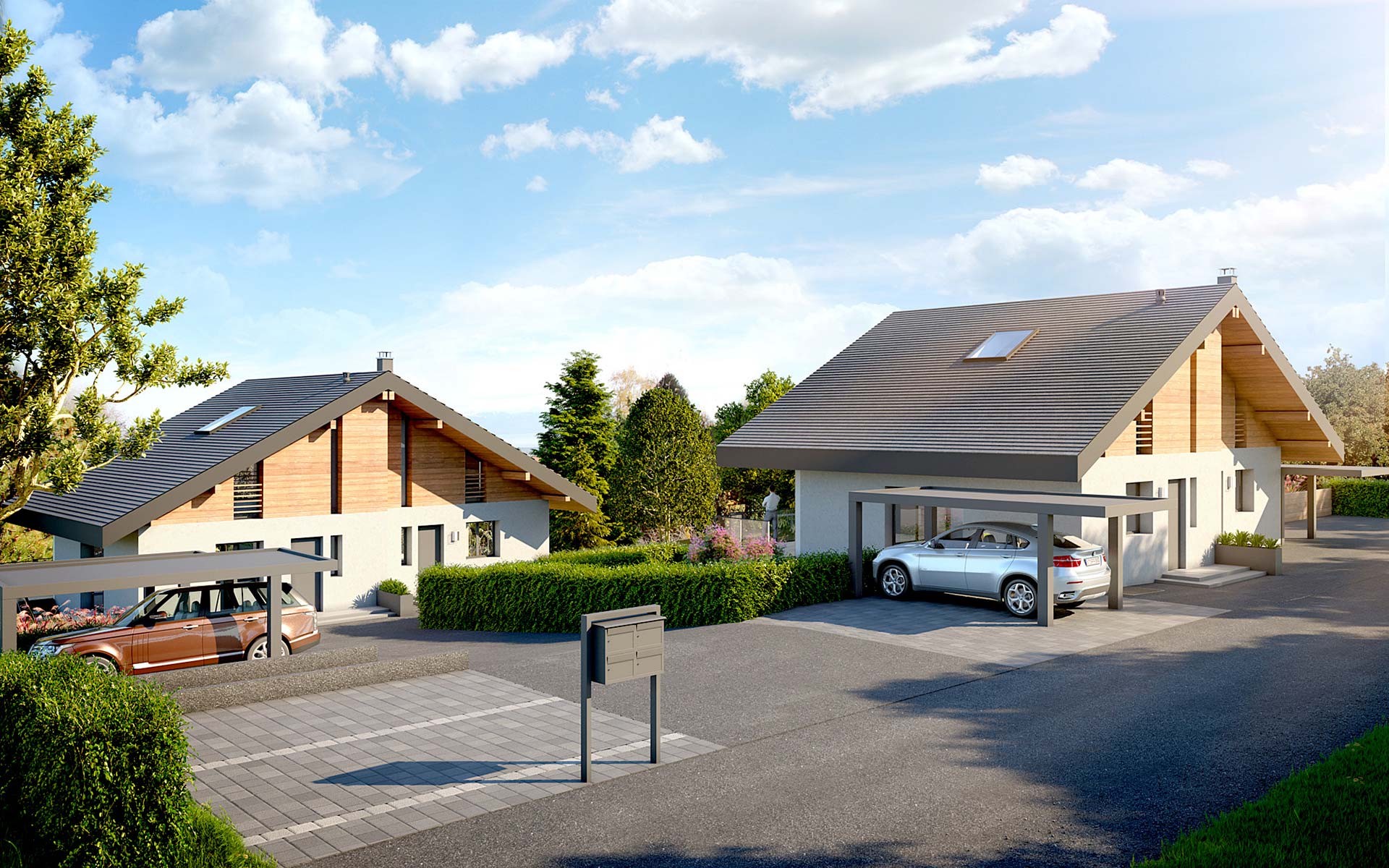 Perspective extérieure 3D d'un logement pour sa promotion immobilière