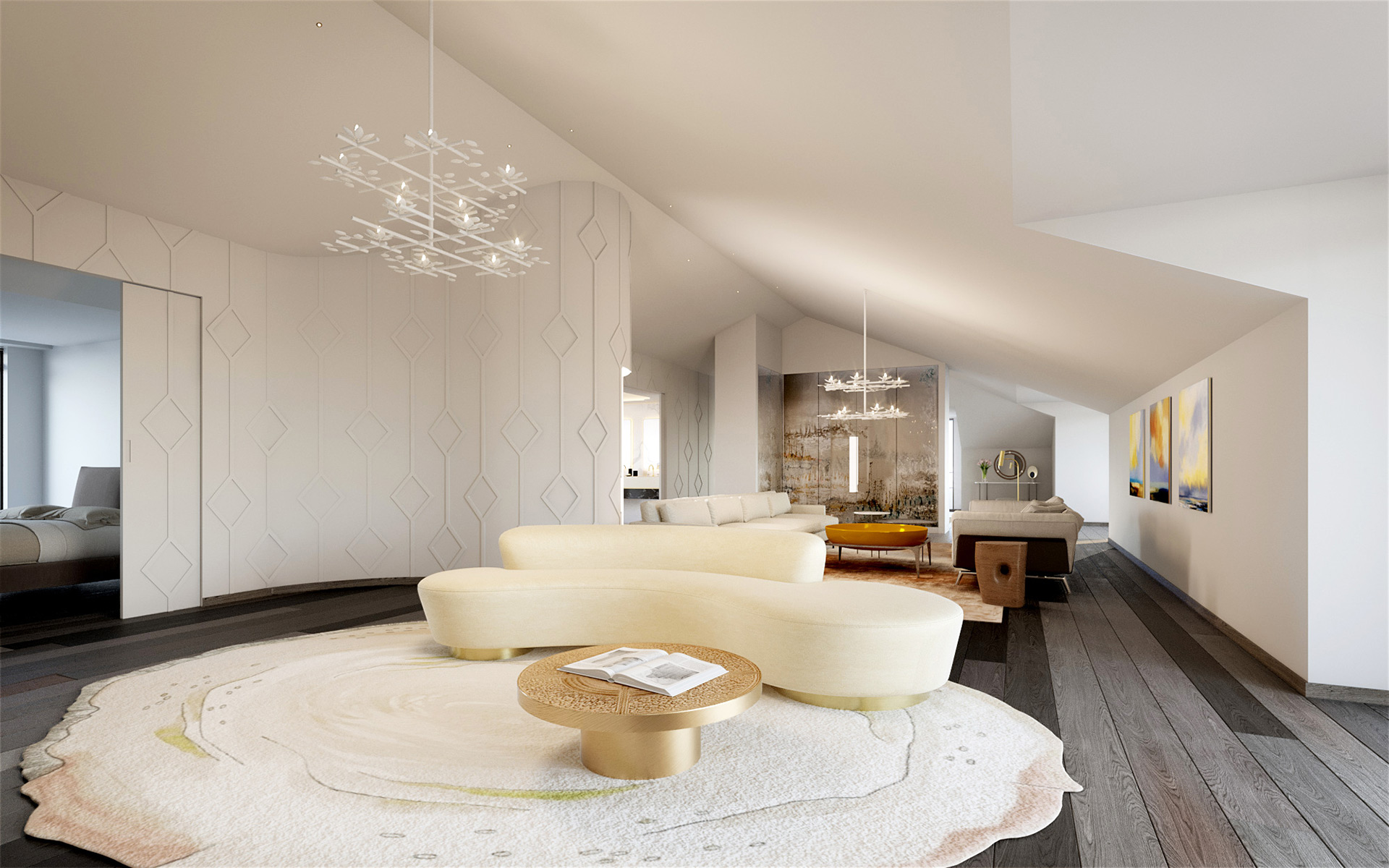 Visualisation 3D d'un salon de luxe pour une villa à Cannes