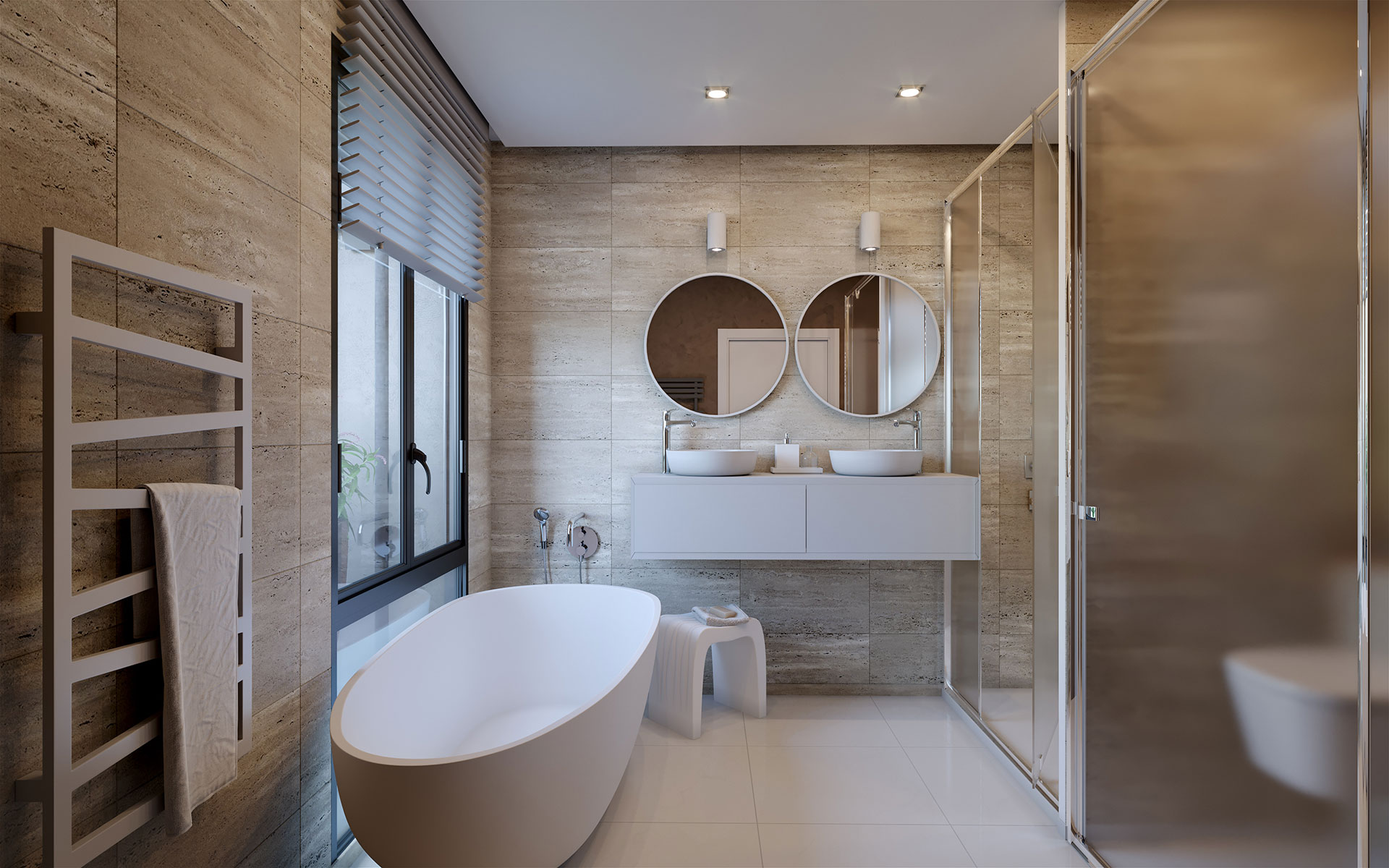 3D Visualization of a bathroom in a highend housing