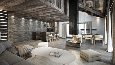 Creation of 3D still images of a luxurious apartment for the real estate promotion of the property.