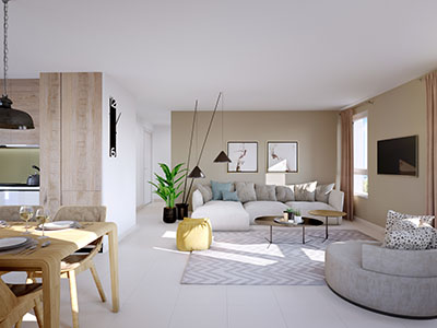 3D visualization of the interior of a modern apartment