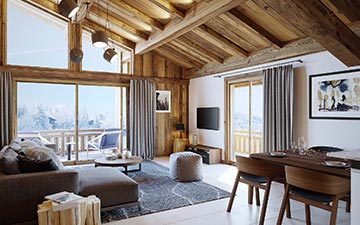 Interior visualization of a chalet apartment in Chatel