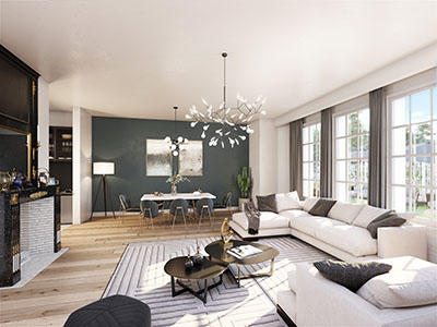 Image 3D des intérieurs d'un appartement neuf