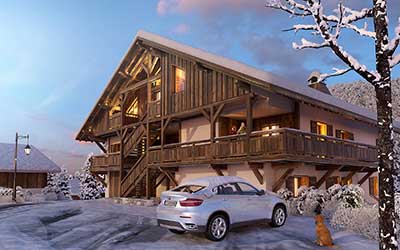 3D Perspective Luxurious Chalet created by an agency of 3D Graphic design architects. 
