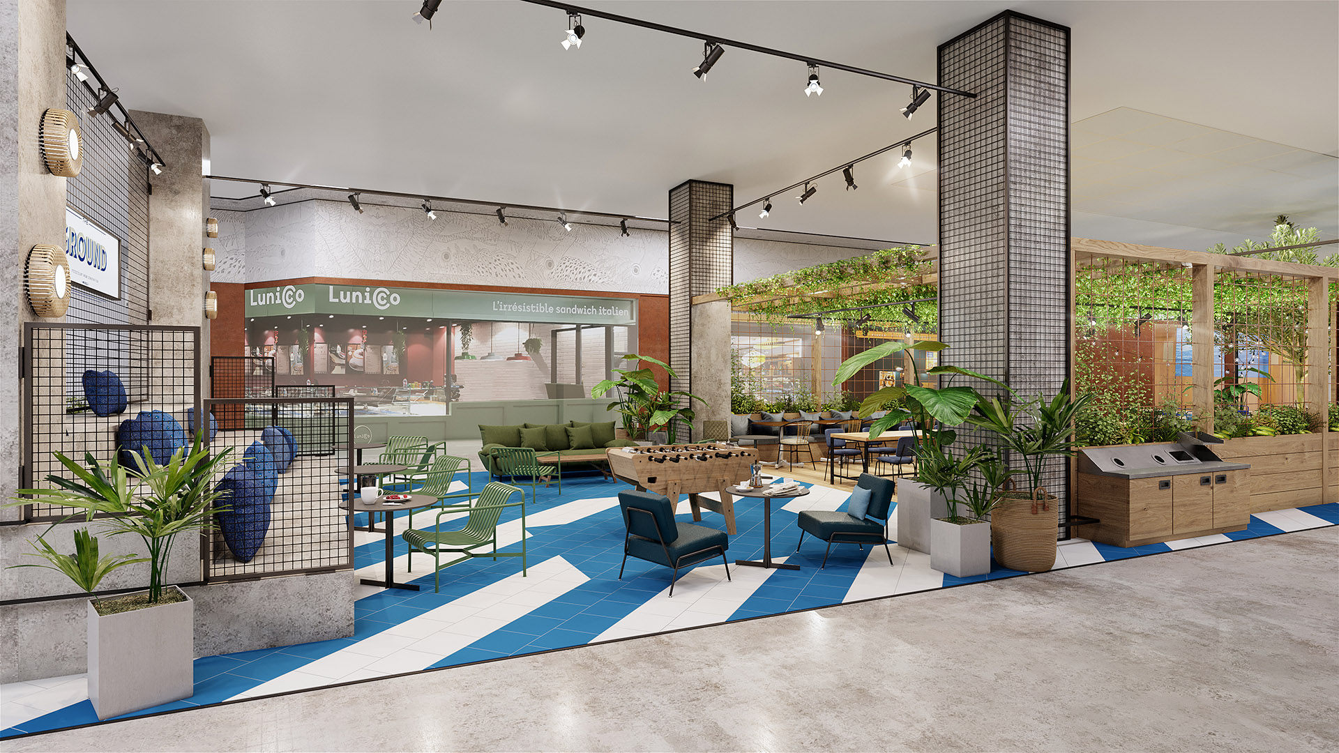 3D synthesis image of an original and modern dining space 