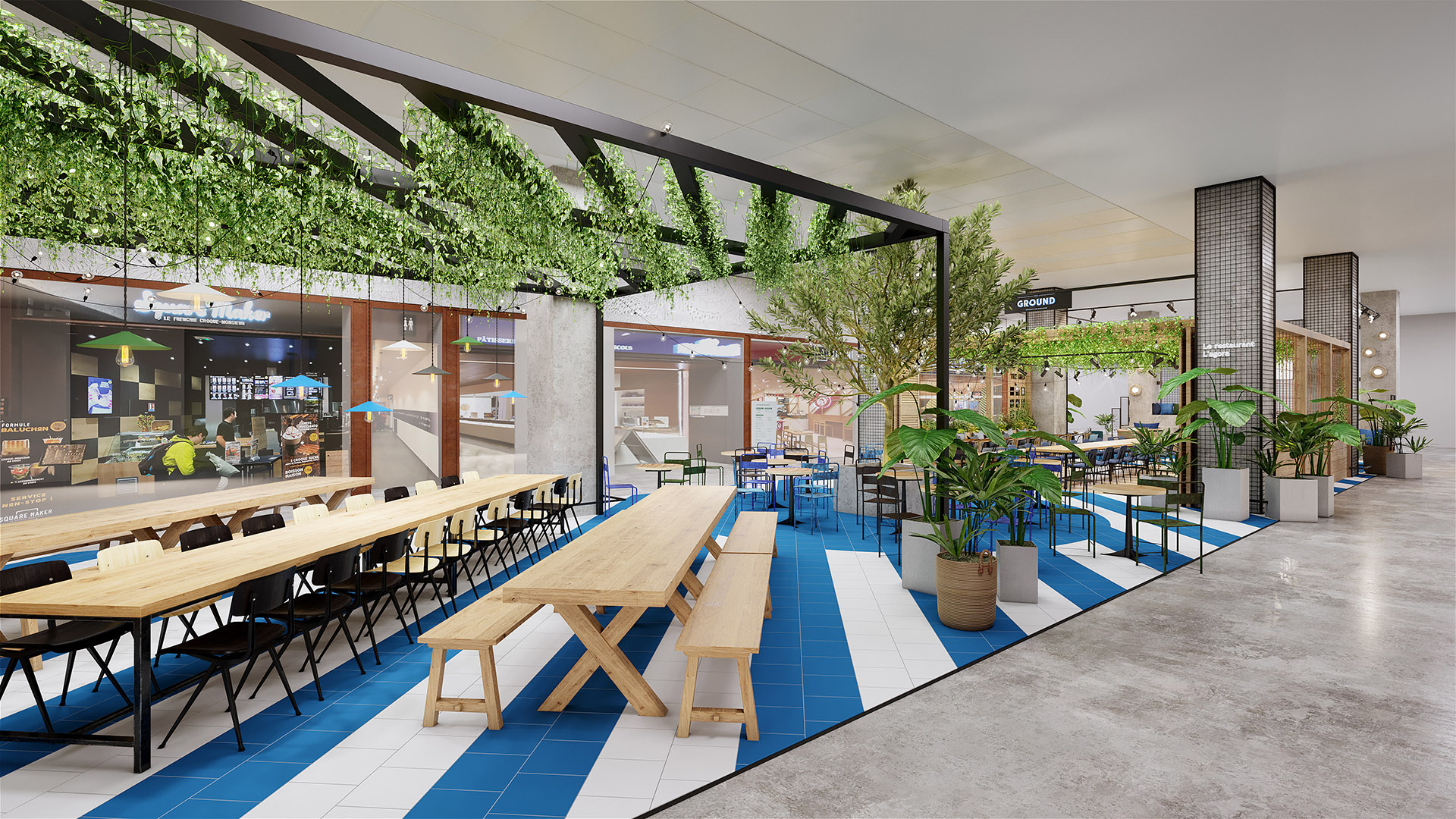 3D realization of a collective catering space design