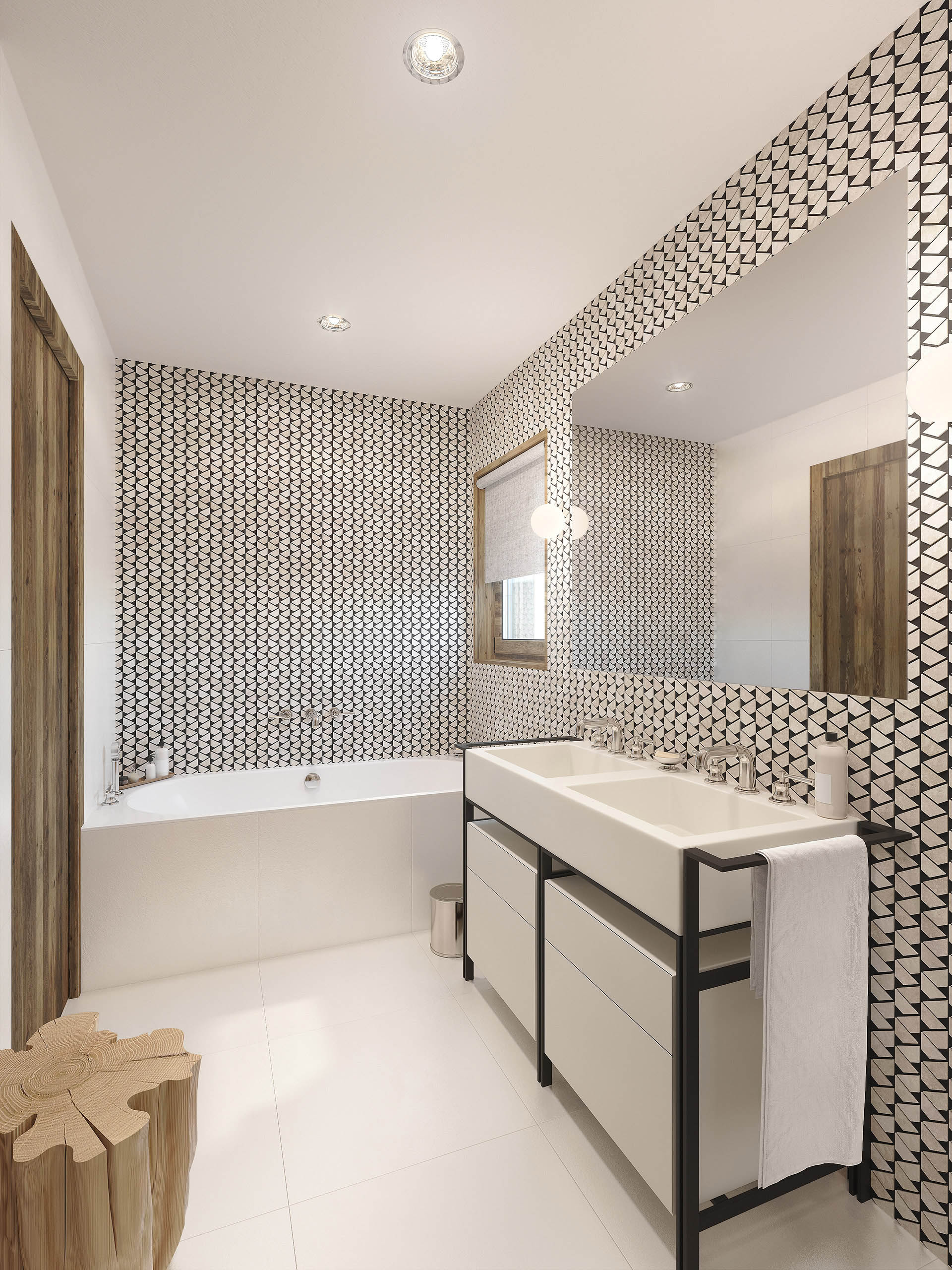 Modern 3D bathroom in a mountain chalet