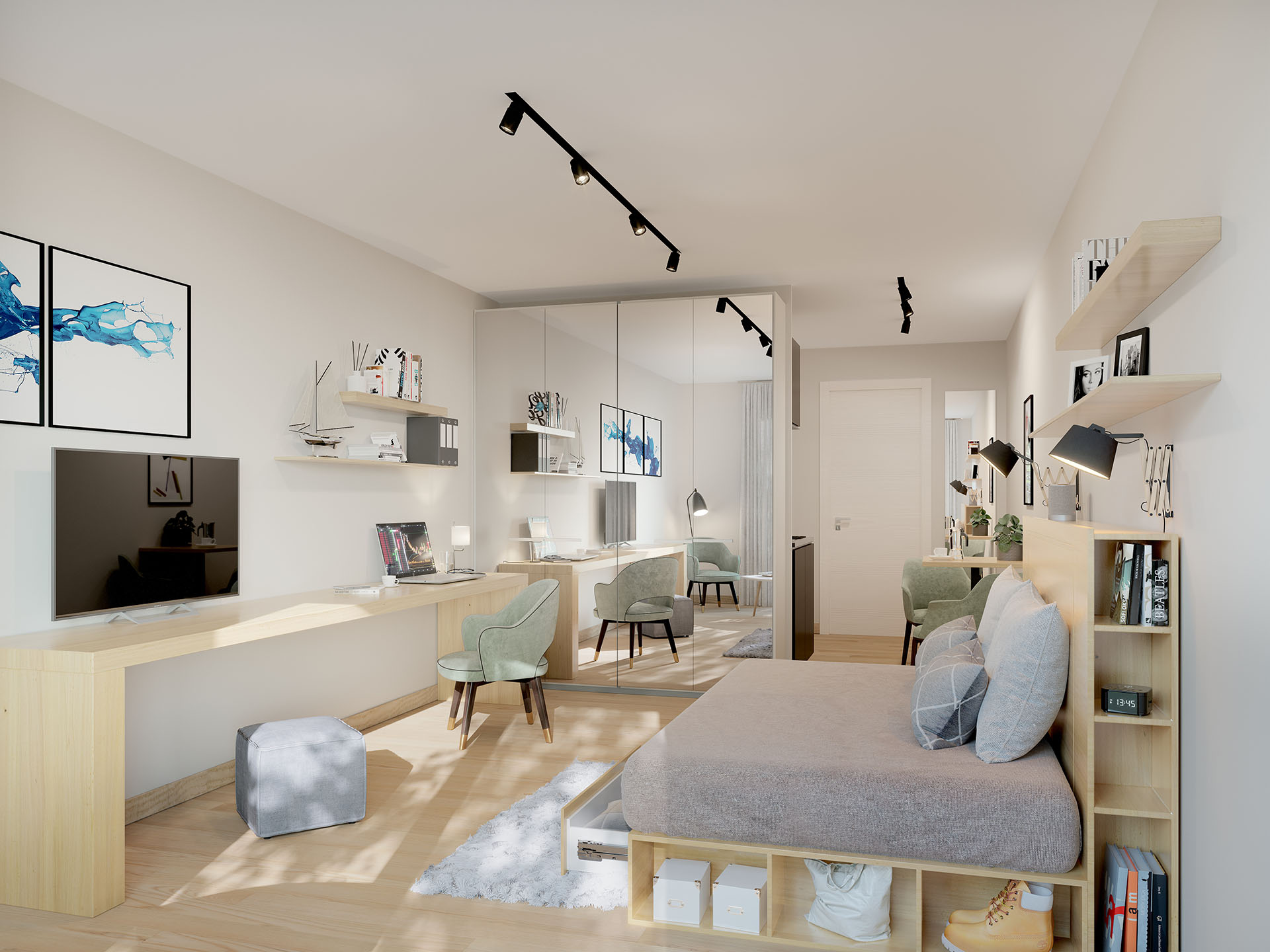 New and modern studio realized in 3D