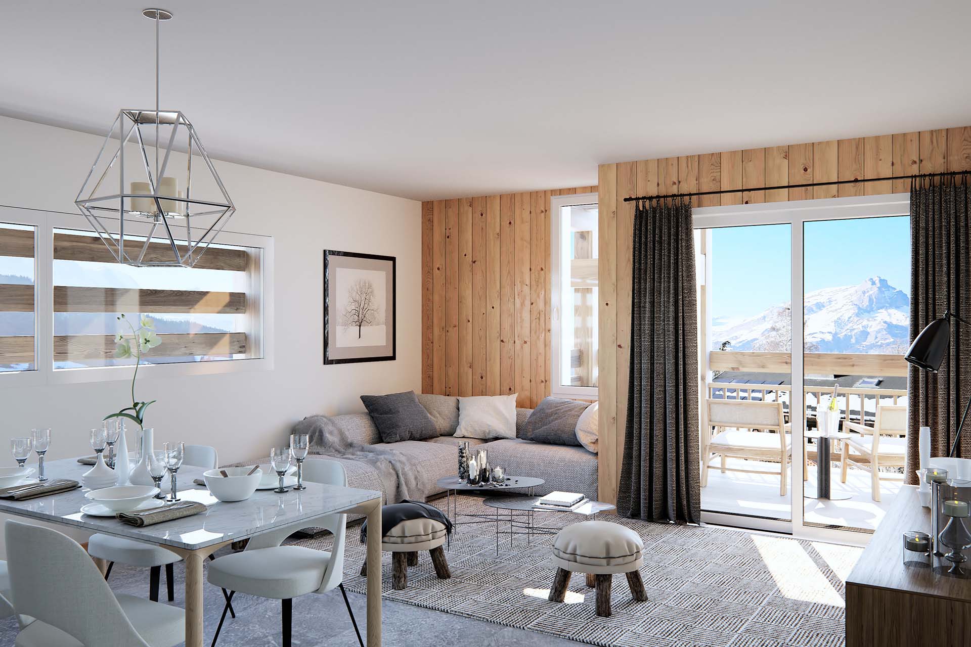 3D Architects Studio, creation of a 3D perspective of the living room of a luxurious apartment.