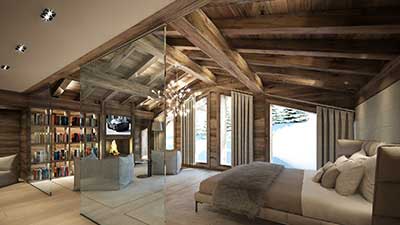 3D Photo of a luxurious room in a chalet in Combloux (Haute Savoie)