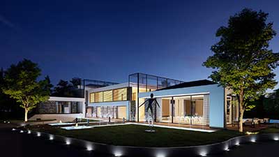 Creation 3D perspective image luxurious Villa in Cologny (Switzerland)