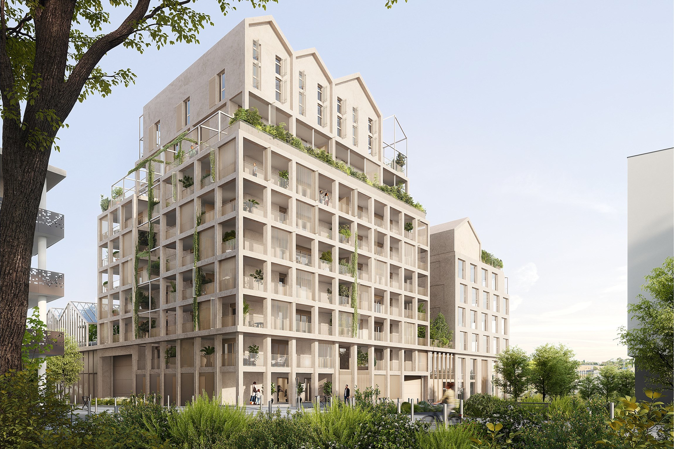 Perspective 3D de l'ensemble immobilier durable Le Verger