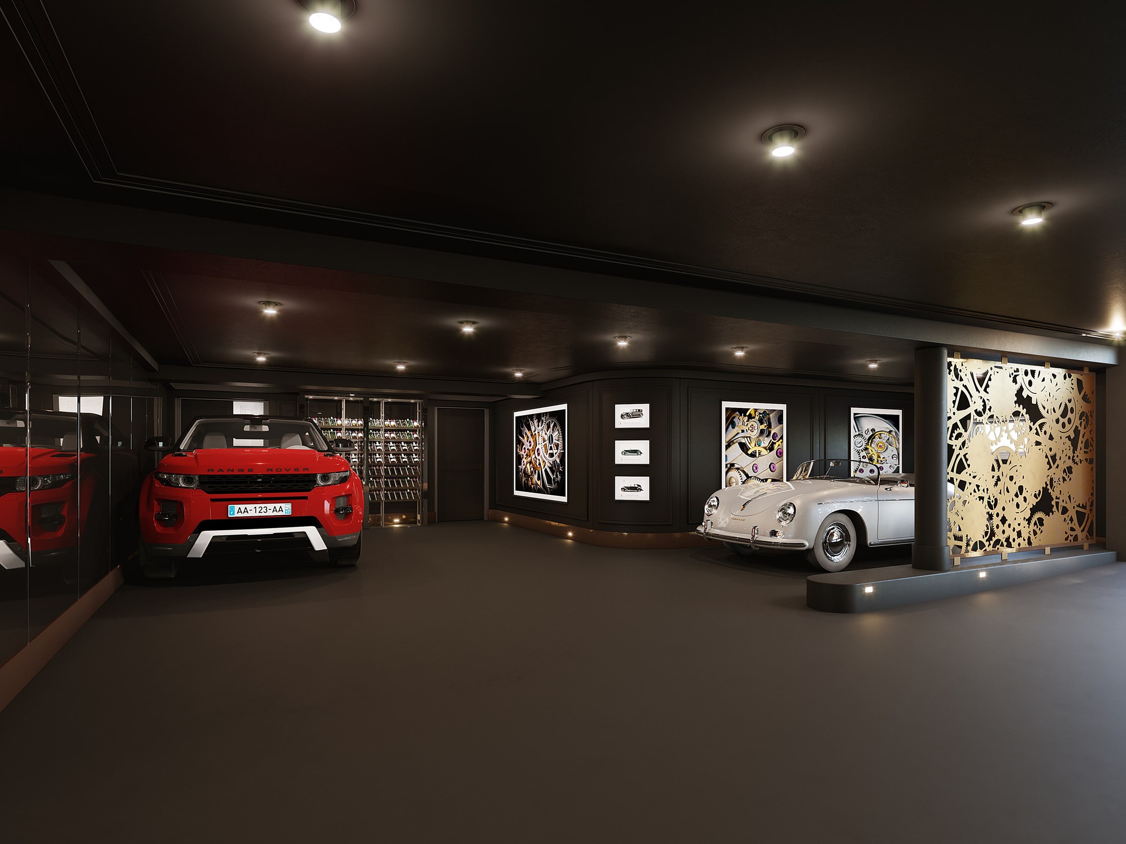 Rendu 3d du garage d'une villa d'exception sur l'Ile de Ré
