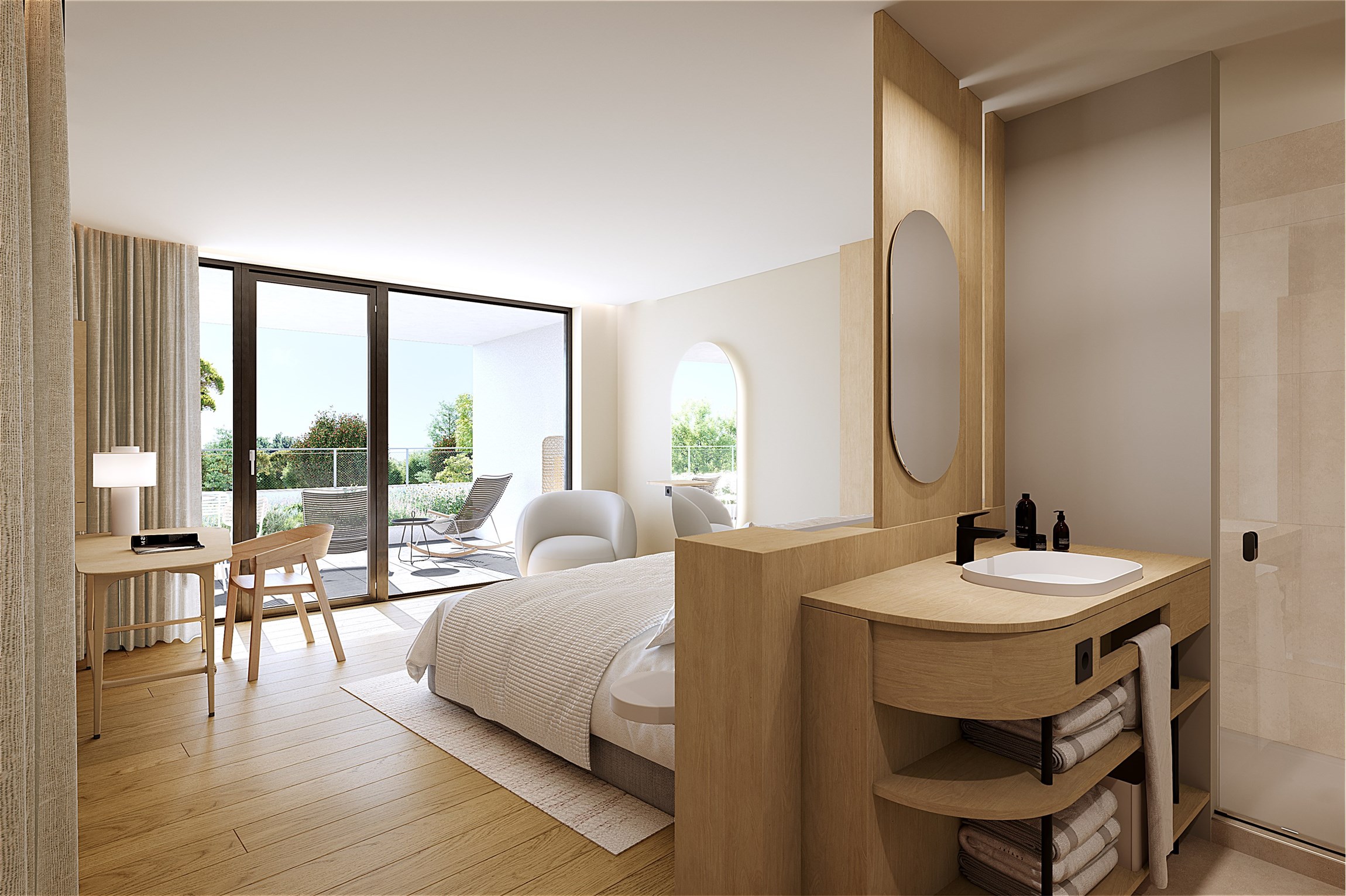 Rendu 3D de la suite de l'hôtel resort et golf de Massane, près de Montpellier
