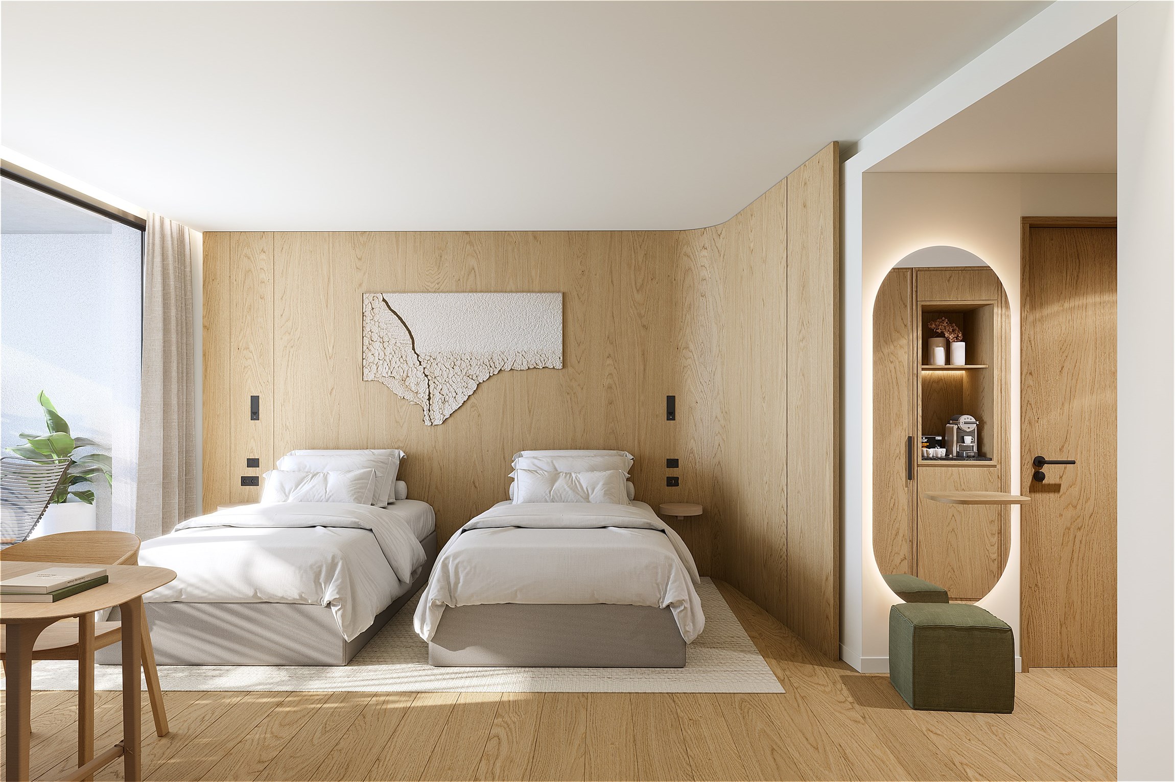 Rendu 3D de la chambre double de l'hôtel resort et golf de Massane, près de Montpellier